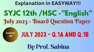 #01 -12th HSC - Commerce  - English -  July 2023  - Board Paper Solutions