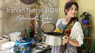 #22 National Dish Of IRAN I Cooked Ghormeh Sabzi In My Village  Persian Herb Stew  قرمه سبزی