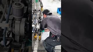 Aircraft wheel and brake change due to damage.