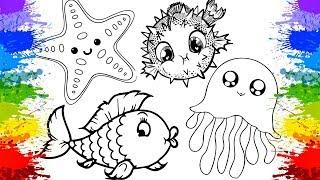 تلوين رسومات اسماك بحرية   صفحات التلوين للاطفال  عالم التلوين