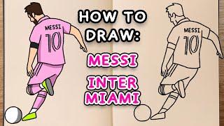 How to draw and colour INTER MIAMI MESSI step by step drawing tutorial