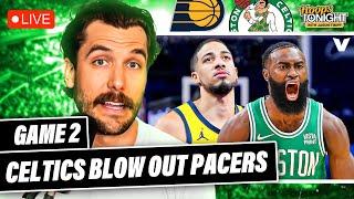 Pacers-Celtics Reaction Jaylen Brown DROPS 40 Boston routs Indy Haliburton hurt  Hoops Tonight