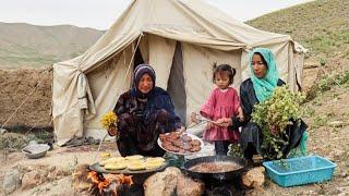 Nomadic Lifestyle in Afghanistan  Shepherd Mother Cooking Traditional Food in the Village