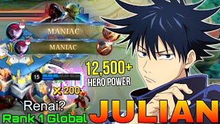 2x MANIAC + 20 Kills Julian Insane 12500+ MMR - Top 1 Global Julian by Renai? - Mobile Legends