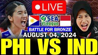 PHILIPPINES VS. INDONESIA LIVE BATTLE FOR BRONZE - AUG. 04 2024  SEA VLEAGUE 2024 #seavleaguelive