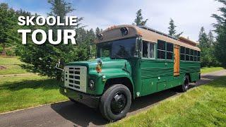Skoolie Tour DIY Rustic Off-Grid Bus Conversion