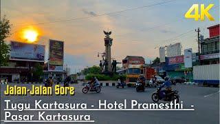 Menikmati Sore Hari di Tugu Kartasura Sampai ke Hotel Pramesthi Lewat Pasar Kartasura 2021 4K