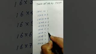 table of 16  table of 16 by trick #shorts