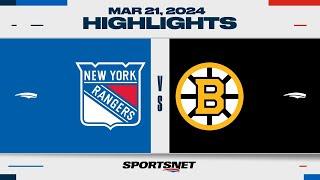 NHL Highlights  Rangers vs. Bruins - March 21 2024