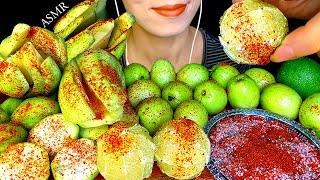 ASMR EXTREMELY SOUR LEMON AMBARELLA GREEN APPLE & MANGO EATING  EATING SOUR FRUITS MUKBANG