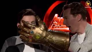 Infinity War Cast Goes Crazy with Thanos Glove Anthony Mackie Benedict Cumberbatch and others