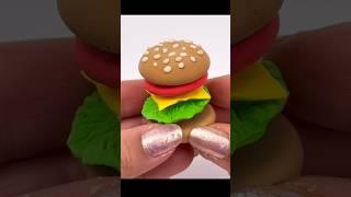 DIY How to make polymer clay miniature Burger toy velcro cutting Burger #asmr #diy