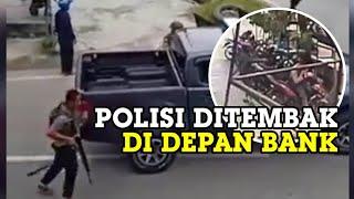 Detik-detik Polisi Ditembak di Depan Bank Mandiri Syariah oleh 2 Orang Pengendara Motor