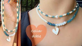 Collar doble combinando cristales y perlas 