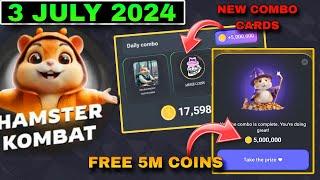 Hamster Kombat Daily Combo Cards 3 July 2024  Hamster Kombat Cards Lock Problem  Free 5M Coins