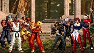 KOF Mugen Memorial  Ryu Ken Dhalsim Gouki vs Kyo Iori K Ash  4vs4 