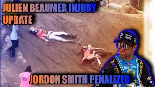 Julien Beaumer Injury Update After Huge Crashe Jordon Smith Penalized Sound Fail Deegan may affect