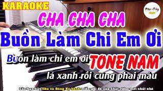 Karaoke Buồn Làm Chi Em Ơi  Tone NamHoài Lâm CHA CHA CHA  Nhạc Sống 1990