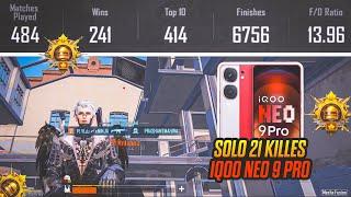 SOLO 21 KILLS IN CONQUER LOBBY  IQOO NEO 9 PRO BGMIPUBG TEST BEST GAMING DEVICE 