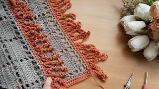 مفرش كروشيه مربع  سجادة مستطيلة بخيوط المكرمية القطن _ بطانية كروشيه _ #crochet