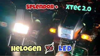 Hero Splendor Plus Xtec 2.0 Ride & LED Light Review  splendor xtec 2.0  Led Vs Helogen