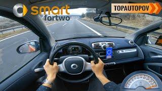 Smart Fortwo Coupe 1.0 mhd 52kW 72 4K TEST DRIVE POV - EXHAUST SOUND ENGINE & ACCELERATION