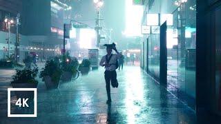 Walking in Heavy Thunderstorm at Night in NYC Umbrella Binaural 3D Rain Sounds ASMR 4K