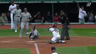 Steven Kwan GUNS DOWN THE RUNNER AT HOME PLATE  Chicago White Sox @ Cleveland Guardians 4202022