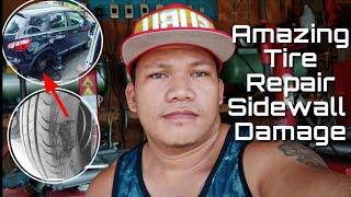 Amazing Tire Repair Damage  Only in the Philippines  Tire Sidewall Repair