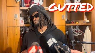 Brandon Aiyuk Cries at his Locker After the 49ers Lose the Super Bowl