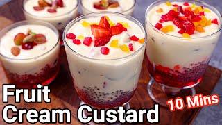 10 Minutes Fruit Cream Mousse Recipe - Lite & Easy  Fruit Custard Mousse No Gelatin & Agar Agar