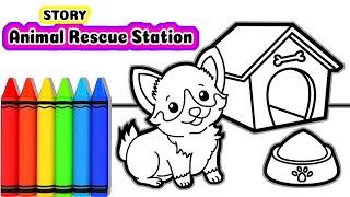 How to draw a DOG and Dogs House - Storytelling The Animal Rescue Station