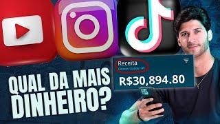 YOUTUBE VS INSTAGRAM VS TIKTOK QUAL DA MAIS DINHEIRO PRODUZINDO CONTEÚDO?