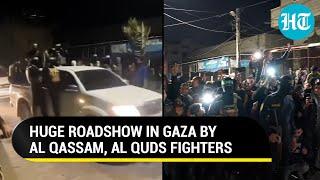 Watch Hamas Rare Joint Roadshow With Islamic Jihad Gaza Cheers As Hostages Freed  Israel Truce