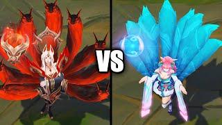 Immortalized Legend Ahri vs Spirit Blossom Ahri Skins Comparison League of Legends
