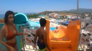 single slides at Yalı castle aqua park in izmir turkey 2022