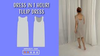 Dress in 1 Hour  Dress sewing tutorial for beginners  Sleeveless linen dress pattern for Women