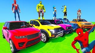 SPIDERMAN Vs HULK CARS Racing MEGA SEA Ramp Challenge  SUPERHEROES GOKU New Epic Stunt Race - GTA 5