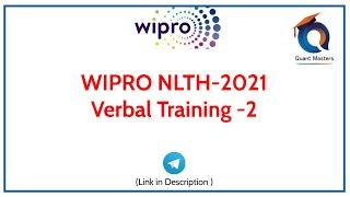 WIPRO NLTH 2021  Training Series Verbal Ability -2 #wipronlth2021 #nlth