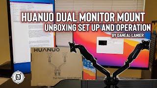 Huanou Dual Monitor Mount Unboxing Set Up and Operation