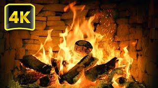  Relaxing FIREPLACE 3 Hours with Burning Logs and Crackling Fire Sounds for Stress Relief 4K UHD