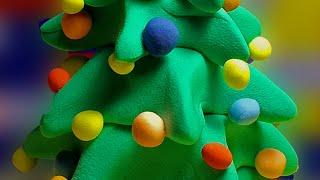 Новогодняя ёлка из пластилинаПоделка на новый год или рождество. Plasticine clay christmas tree