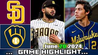 San Diego Padres vs. Milwaukee Brewers 062124 FULL GAME Highlights  MLB Season 2024