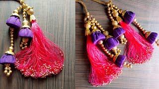 How to make tassel with beadsHow to attach knot in blousehow to attach tassel in blousediy tassel