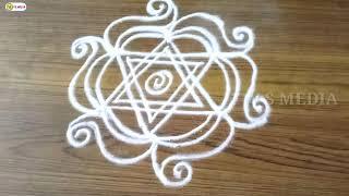 simple and easy rangoli without dots  rangoli  chukkala muggulu  padi kolam  kolam