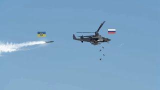 Scary moment The crew of a Russian Kamov ka-50 combat helicopter jumps to survive from missiles.