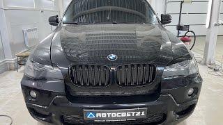 BMW X5 E70 замена линз на Aozoom A10 установка Ангельских глазок установка новых стекол.