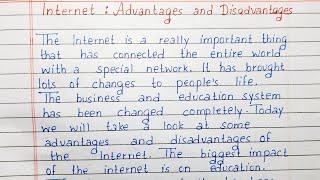 Write a short essay on Advantages and disadvantages of Internet  Essay Writing  English