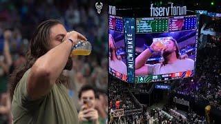 NFL -David Bakhtiari beer chug contest in game 3 of NBA finals Bucks vs Suns
