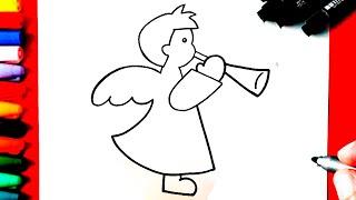 COMO DIBUJAR UN ANGEL DE NAVIDAD - Dibujos para Navidad